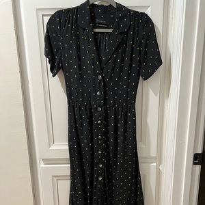 Urban Outfitters Polka Dot Shirt Dress | XS | Black Midi/Maxi